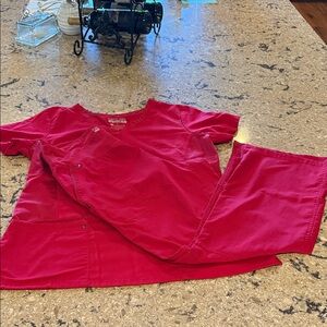 Purple Label by Healing Hands Red Scrub Set Size Medium